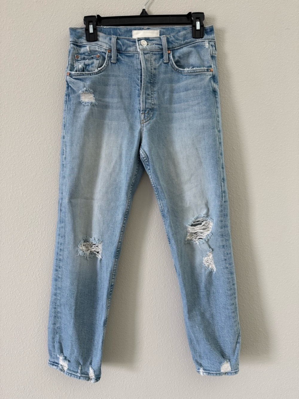 MOTHER Superior The Tomcat Light Wash Denim Jeans Distressed 27